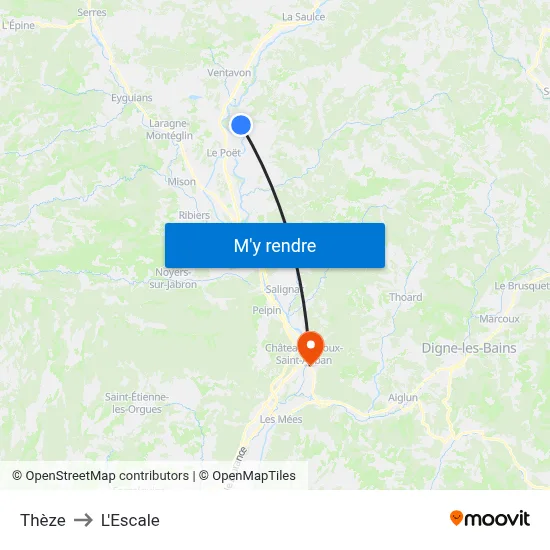 Thèze to L'Escale map