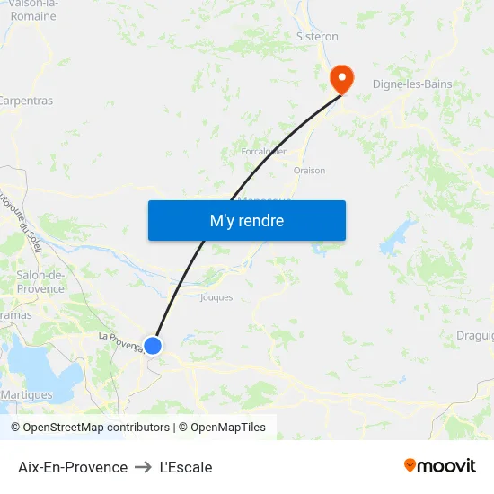 Aix-En-Provence to L'Escale map
