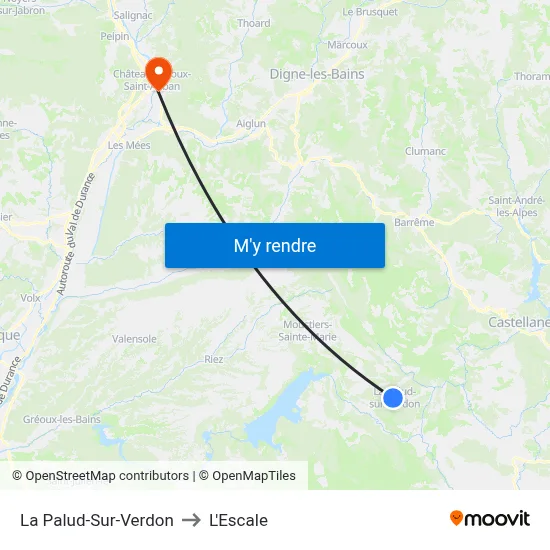 La Palud-Sur-Verdon to L'Escale map