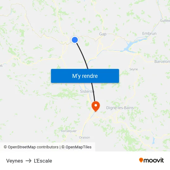 Veynes to L'Escale map