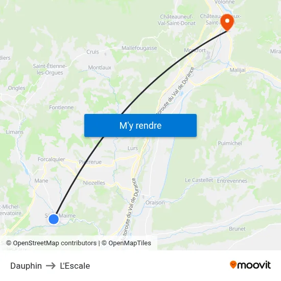 Dauphin to L'Escale map