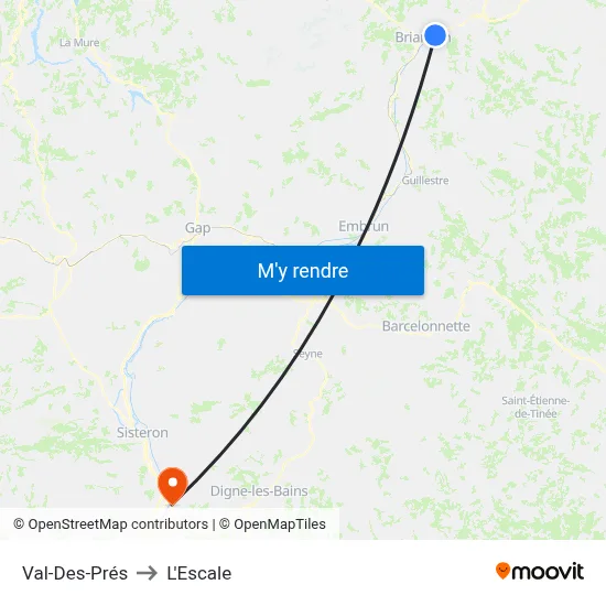 Val-Des-Prés to L'Escale map
