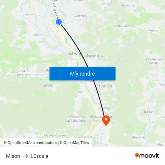 Mison to L'Escale map
