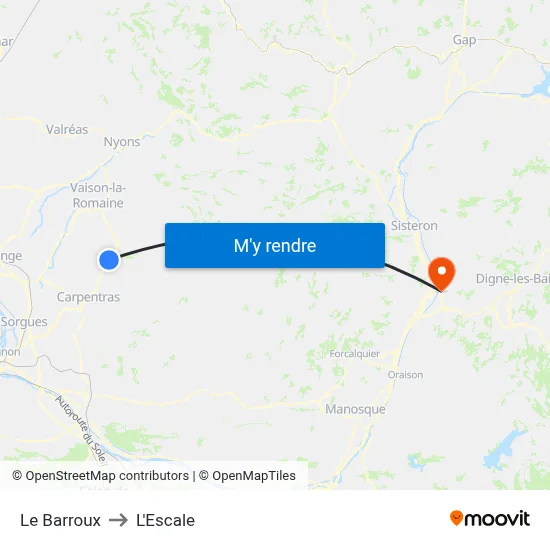 Le Barroux to L'Escale map