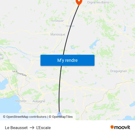Le Beausset to L'Escale map