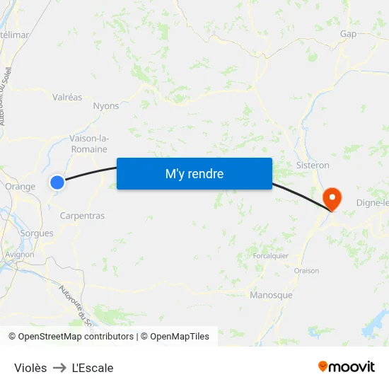 Violès to L'Escale map