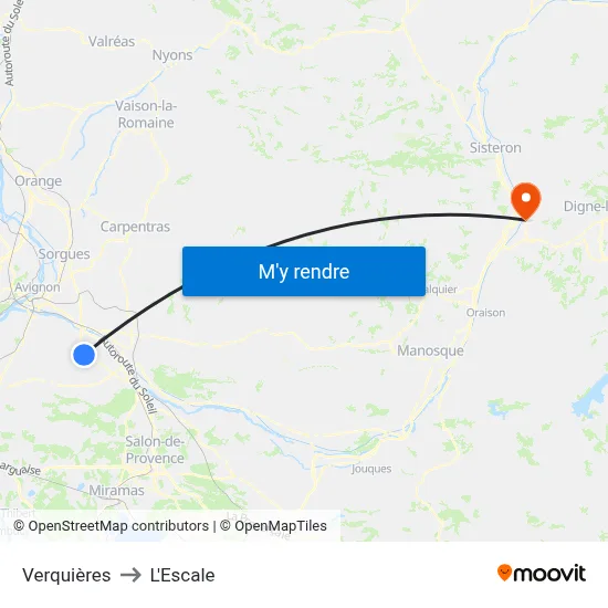 Verquières to L'Escale map