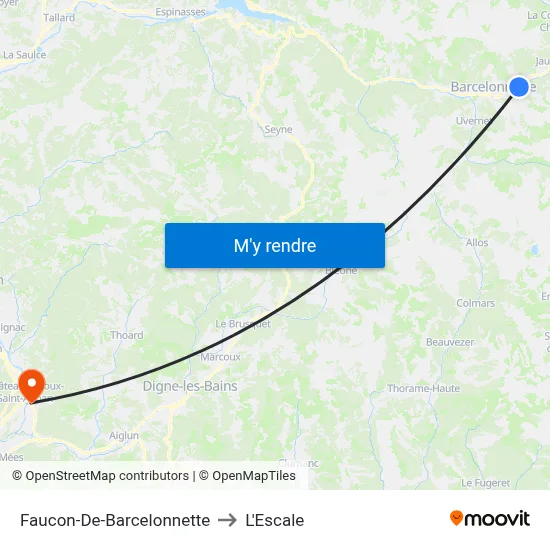 Faucon-De-Barcelonnette to L'Escale map