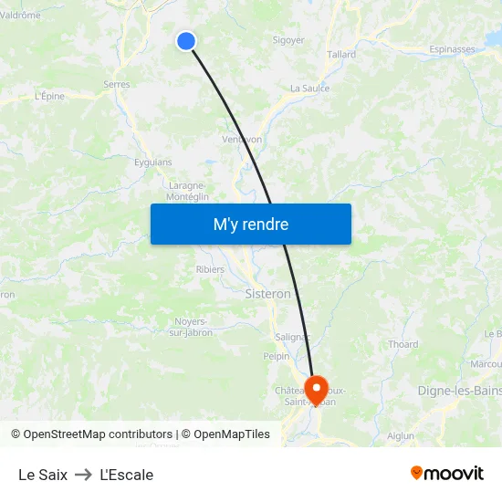Le Saix to L'Escale map