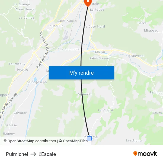 Puimichel to L'Escale map