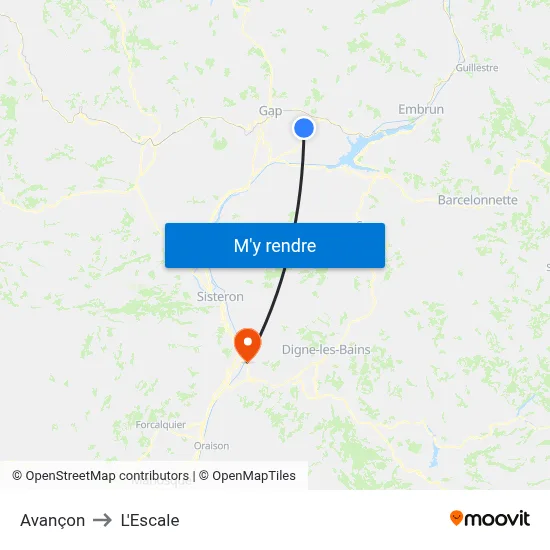 Avançon to L'Escale map