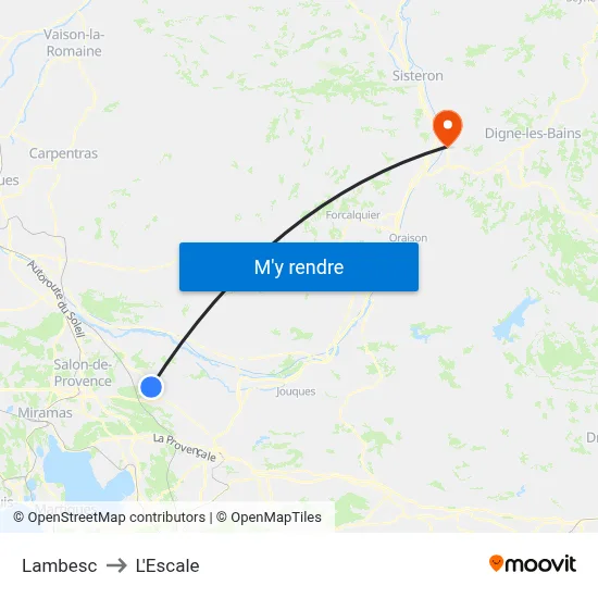 Lambesc to L'Escale map