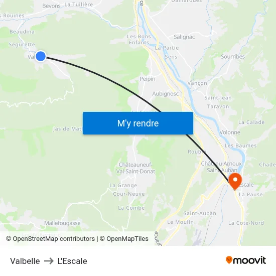 Valbelle to L'Escale map