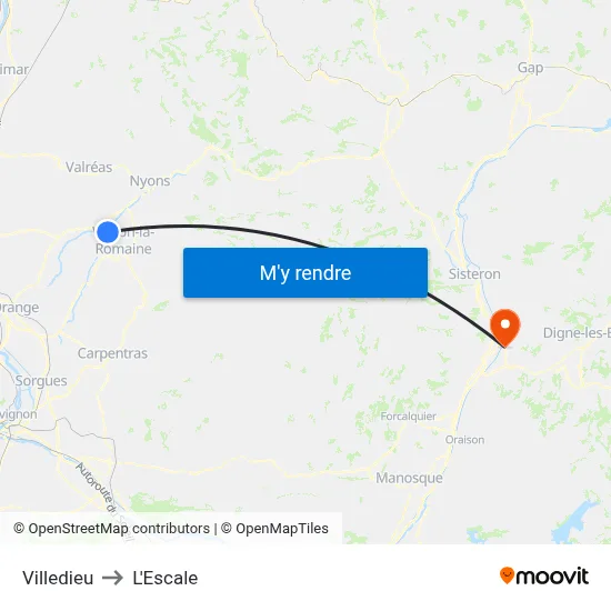 Villedieu to L'Escale map
