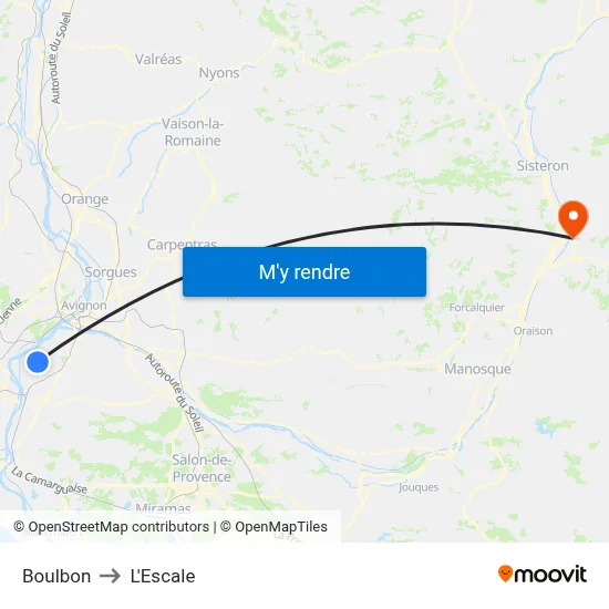 Boulbon to L'Escale map