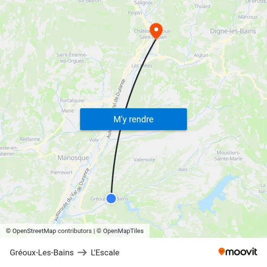 Gréoux-Les-Bains to L'Escale map