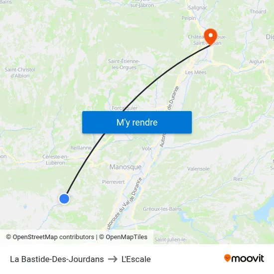La Bastide-Des-Jourdans to L'Escale map