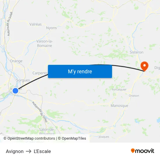 Avignon to L'Escale map