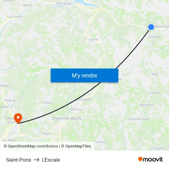 Saint-Pons to L'Escale map