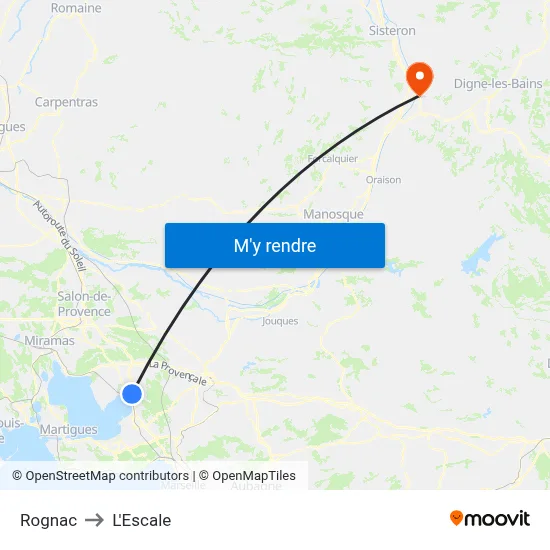 Rognac to L'Escale map