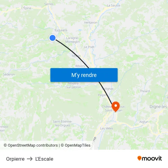 Orpierre to L'Escale map