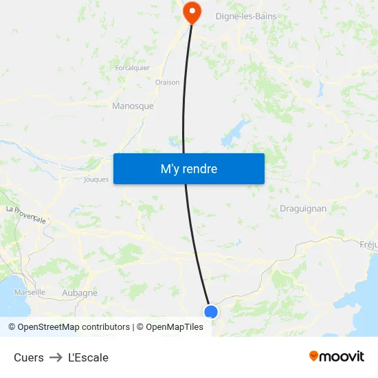 Cuers to L'Escale map
