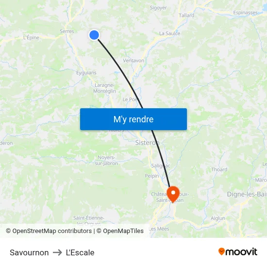 Savournon to L'Escale map