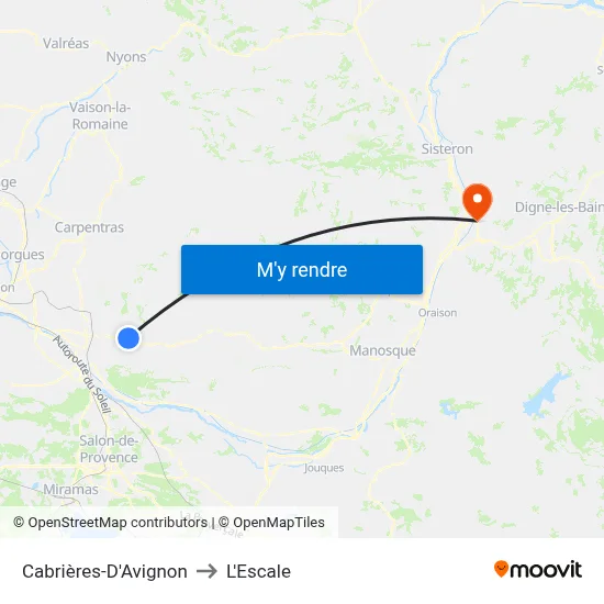 Cabrières-D'Avignon to L'Escale map