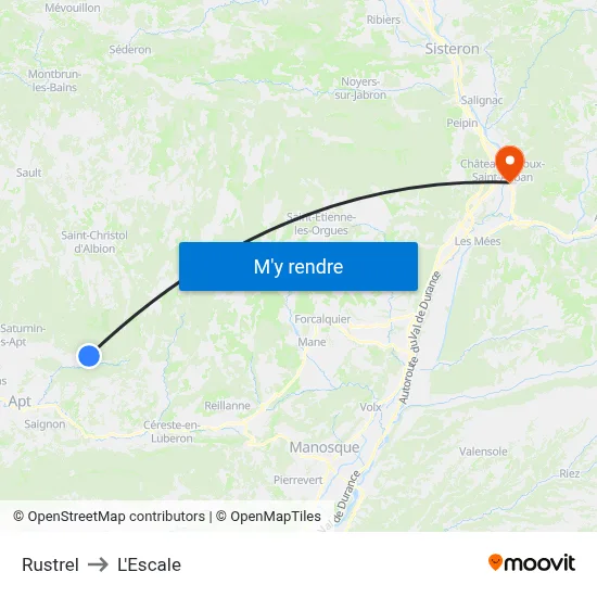 Rustrel to L'Escale map