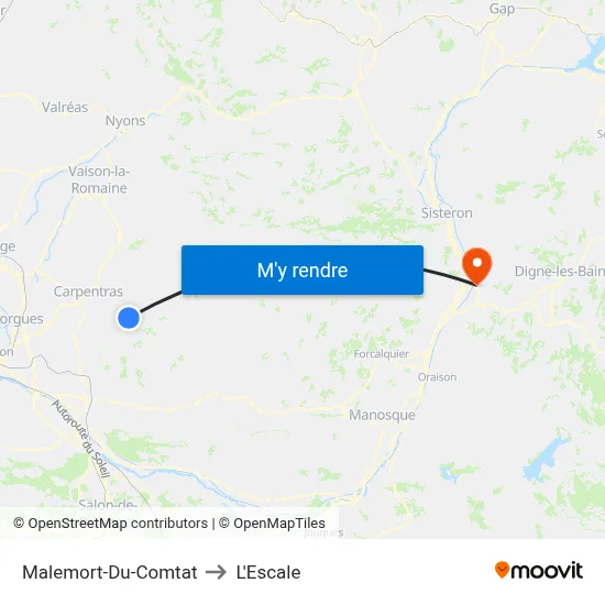 Malemort-Du-Comtat to L'Escale map