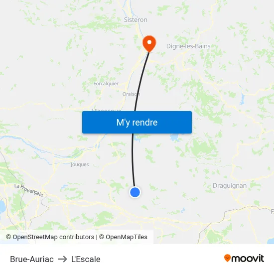 Brue-Auriac to L'Escale map