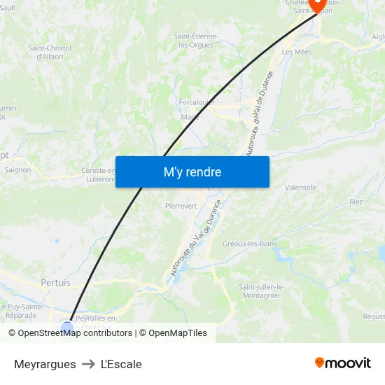 Meyrargues to L'Escale map