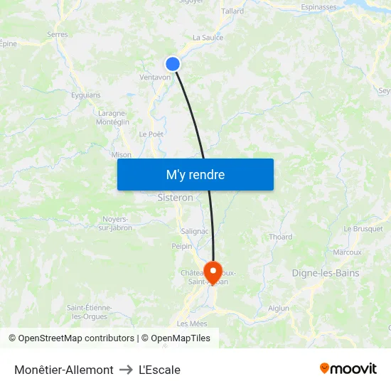 Monêtier-Allemont to L'Escale map