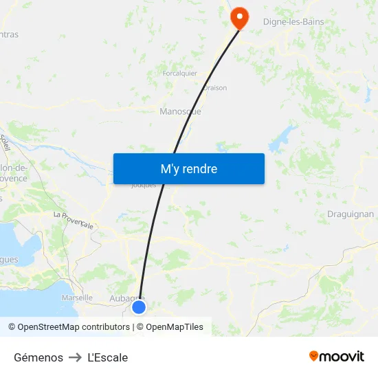 Gémenos to L'Escale map