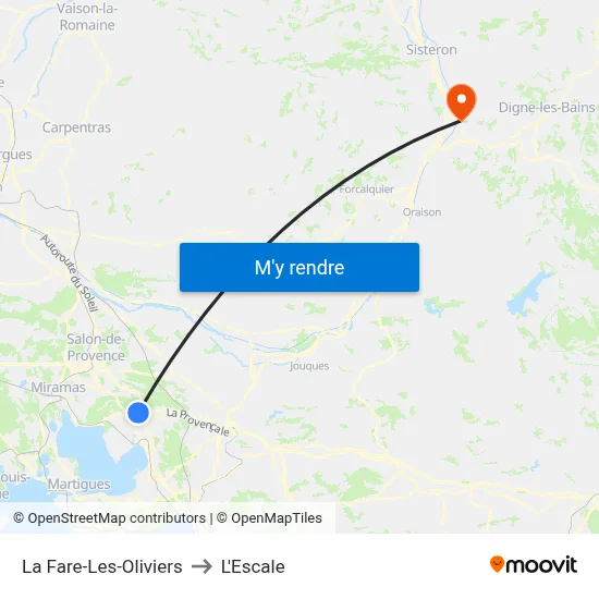 La Fare-Les-Oliviers to L'Escale map