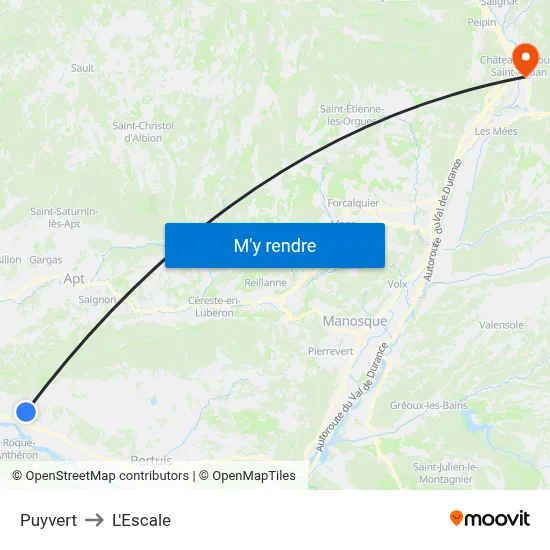 Puyvert to L'Escale map