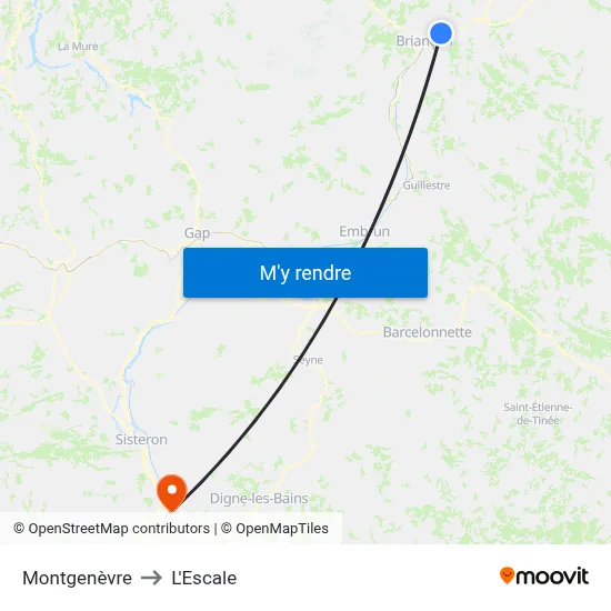 Montgenèvre to L'Escale map