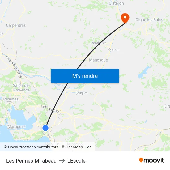 Les Pennes-Mirabeau to L'Escale map