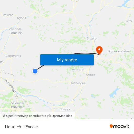 Lioux to L'Escale map
