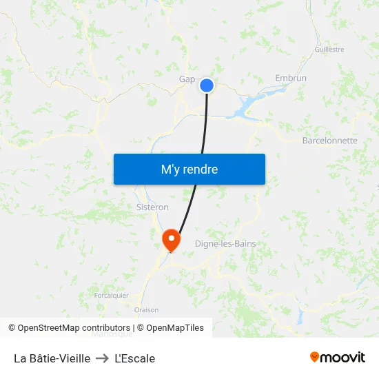 La Bâtie-Vieille to L'Escale map