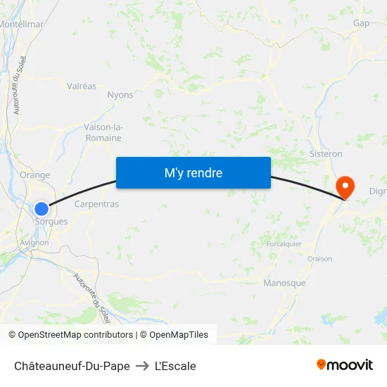 Châteauneuf-Du-Pape to L'Escale map