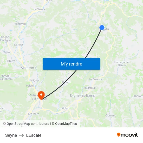 Seyne to L'Escale map
