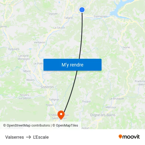 Valserres to L'Escale map