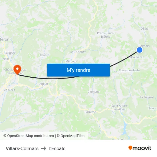 Villars-Colmars to L'Escale map