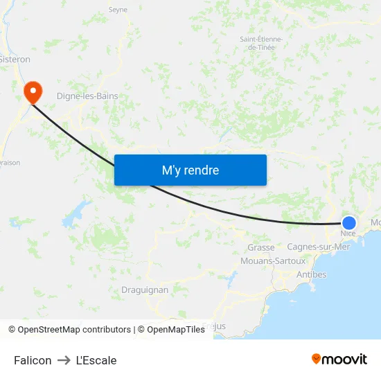 Falicon to L'Escale map