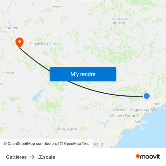 Gattières to L'Escale map