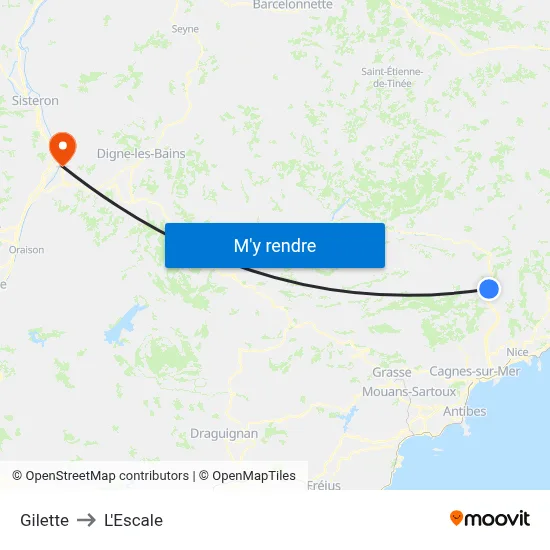 Gilette to L'Escale map