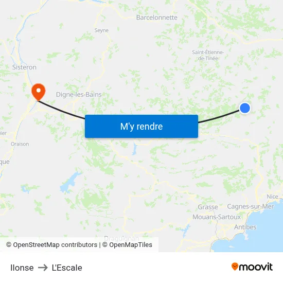 Ilonse to L'Escale map