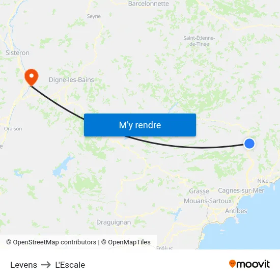 Levens to L'Escale map