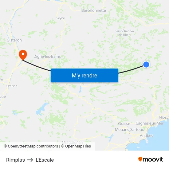 Rimplas to L'Escale map
